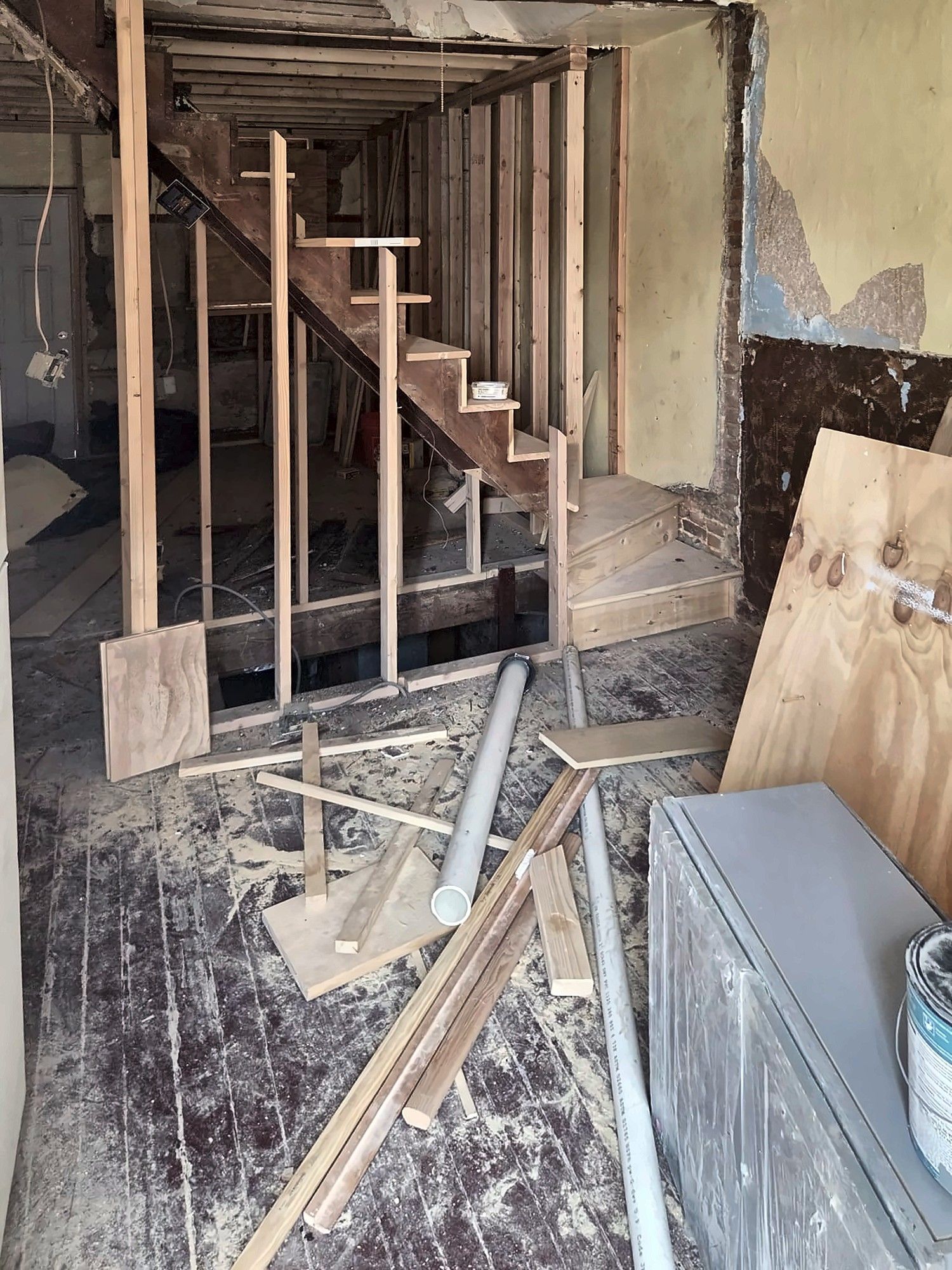 Gutted stairwell during demolition